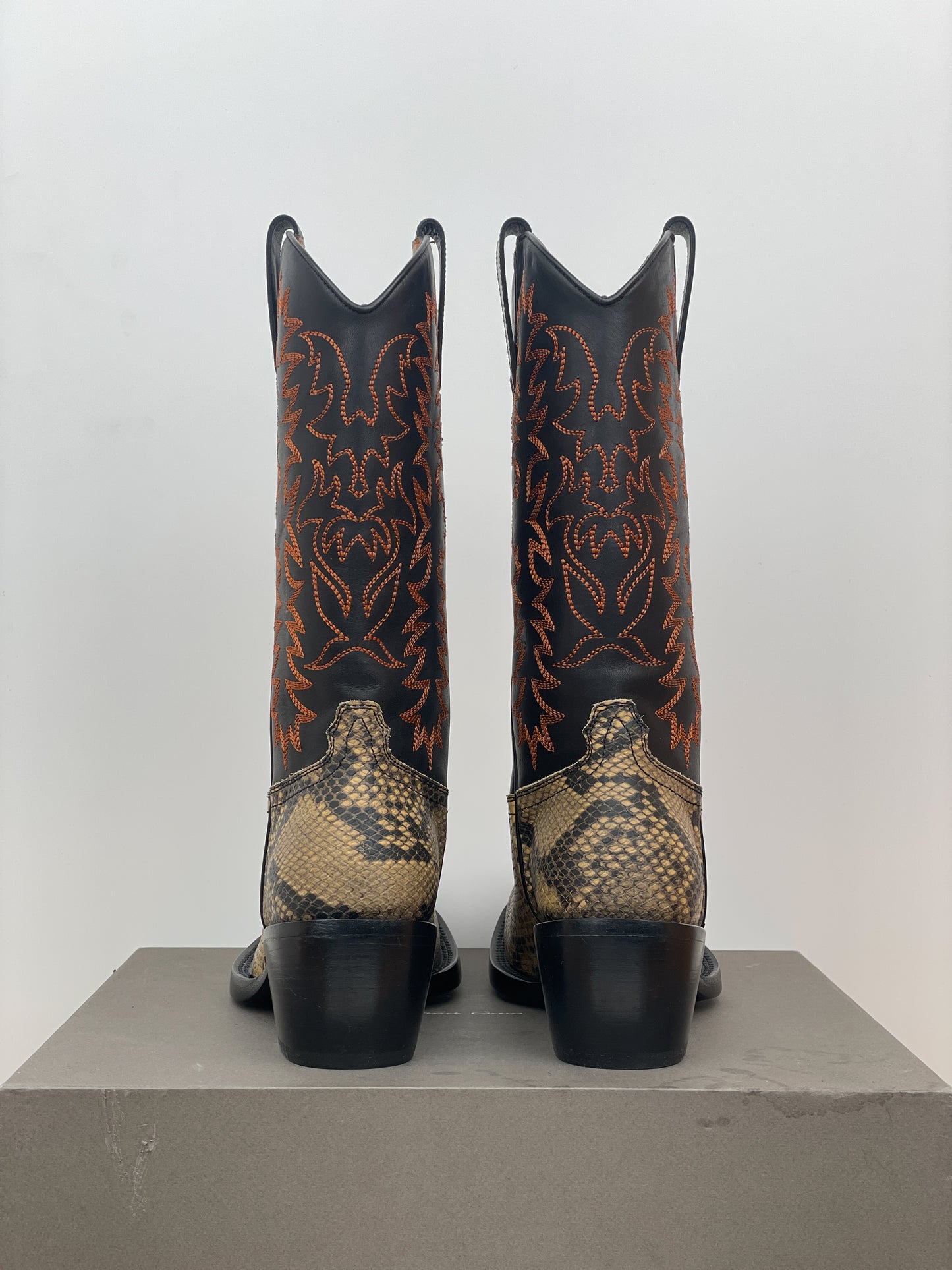 Dries van Noten SS23 Snakeskin Western Cowboy Boots