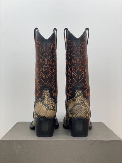 Dries van Noten SS23 Snakeskin Western Cowboy Boots