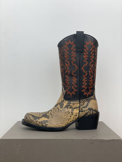 Dries van Noten SS23 Snakeskin Western Cowboy Boots