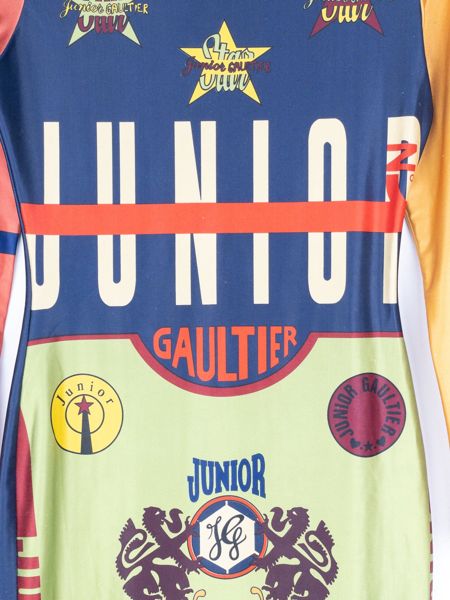 Jean Paul Gaultier SS90 ‚Rap’sody in Blue‘ Graphic Print Cycling Midi Dress