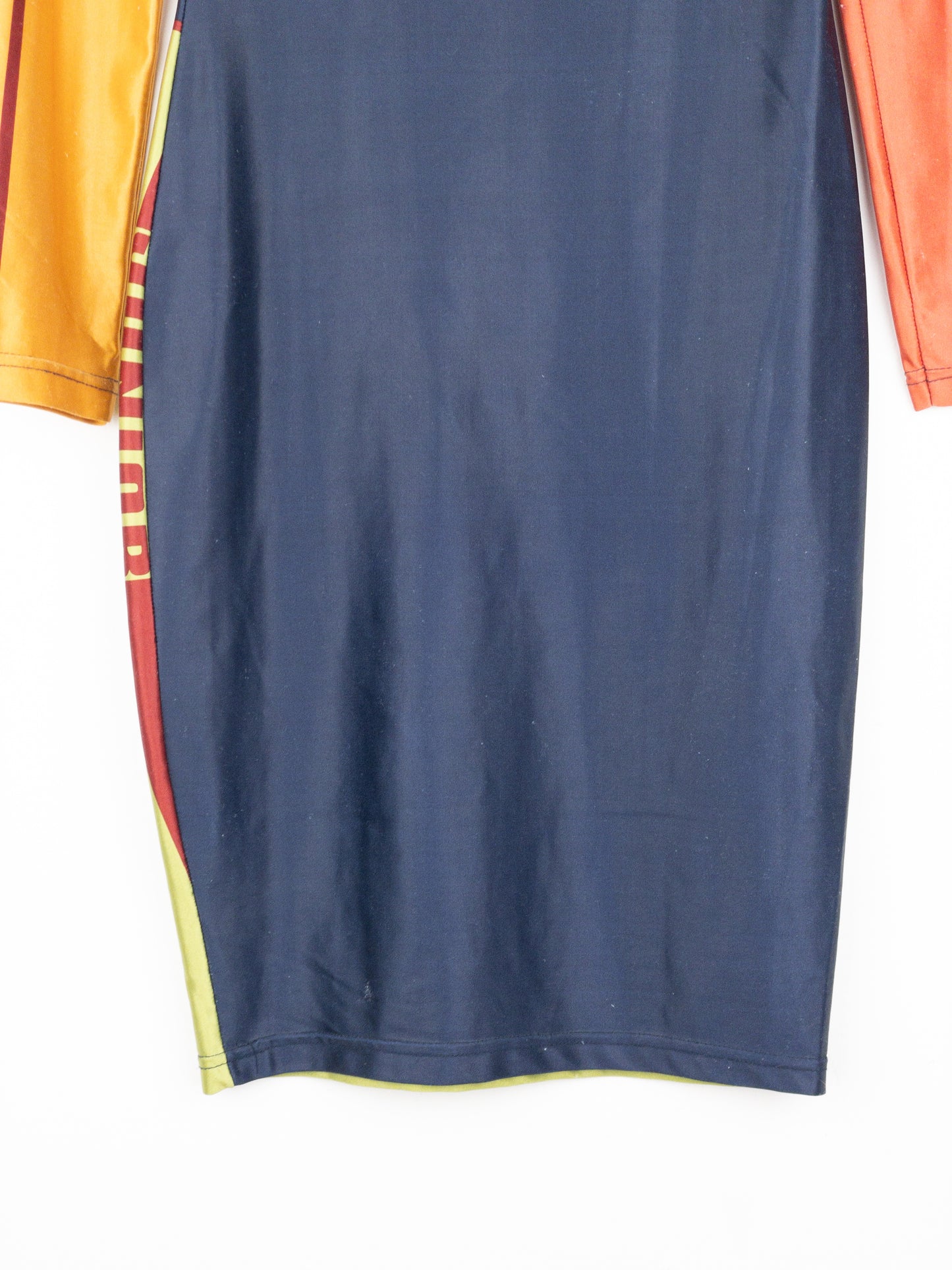 Jean Paul Gaultier SS90 ‚Rap’sody in Blue‘ Graphic Print Cycling Midi Dress