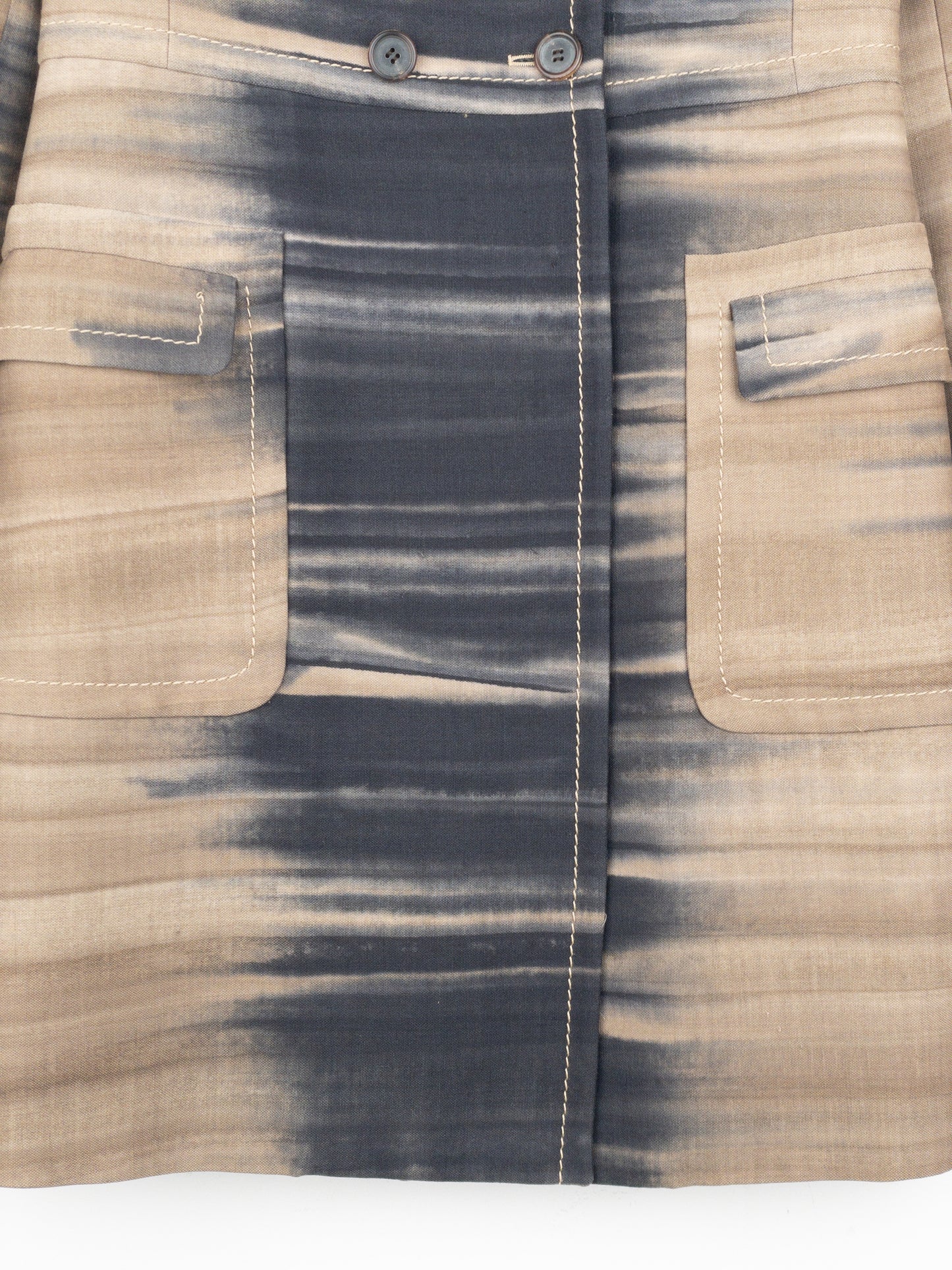 Prada AW04 Sample Double Breasted Tie Dye Coat