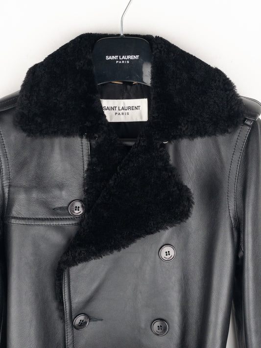 Saint Laurent AW20 Double-Breasted Shearling Leather Trench Coat – photo 3