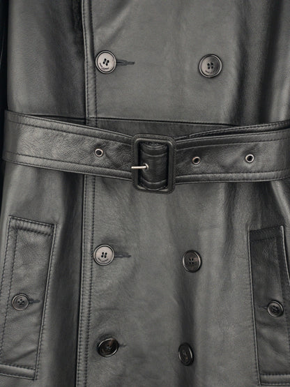 Saint Laurent AW20 Double-Breasted Shearling Leather Trench Coat