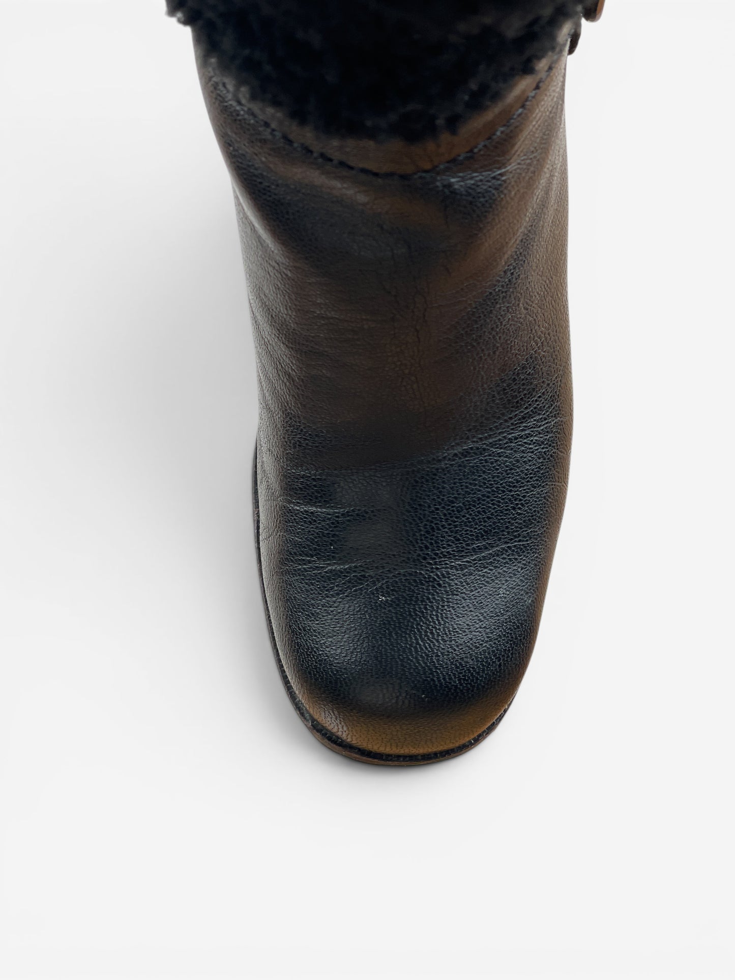 Celine Knee-High Shearling ‘Claude’ Biker Heel Boots – photo 7