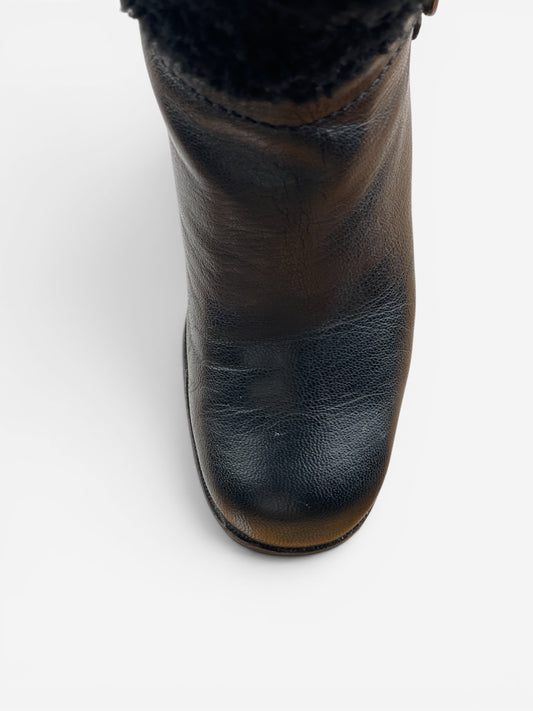 Celine Knee-High Shearling ‘Claude’ Biker Heel Boots – photo 7
