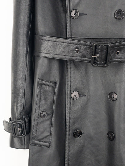 Saint Laurent AW20 Double-Breasted Shearling Leather Trench Coat