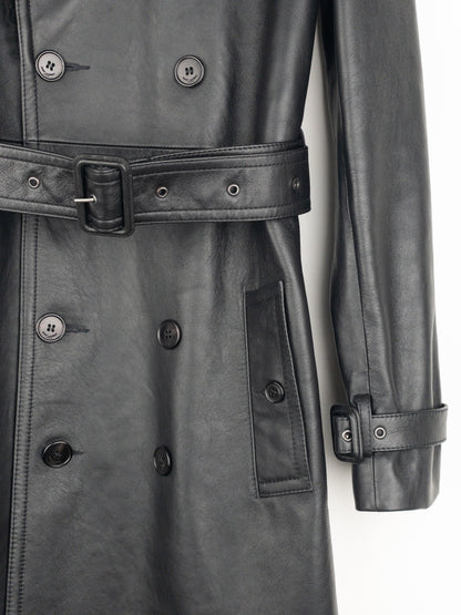 Saint Laurent AW20 Double-Breasted Shearling Leather Trench Coat