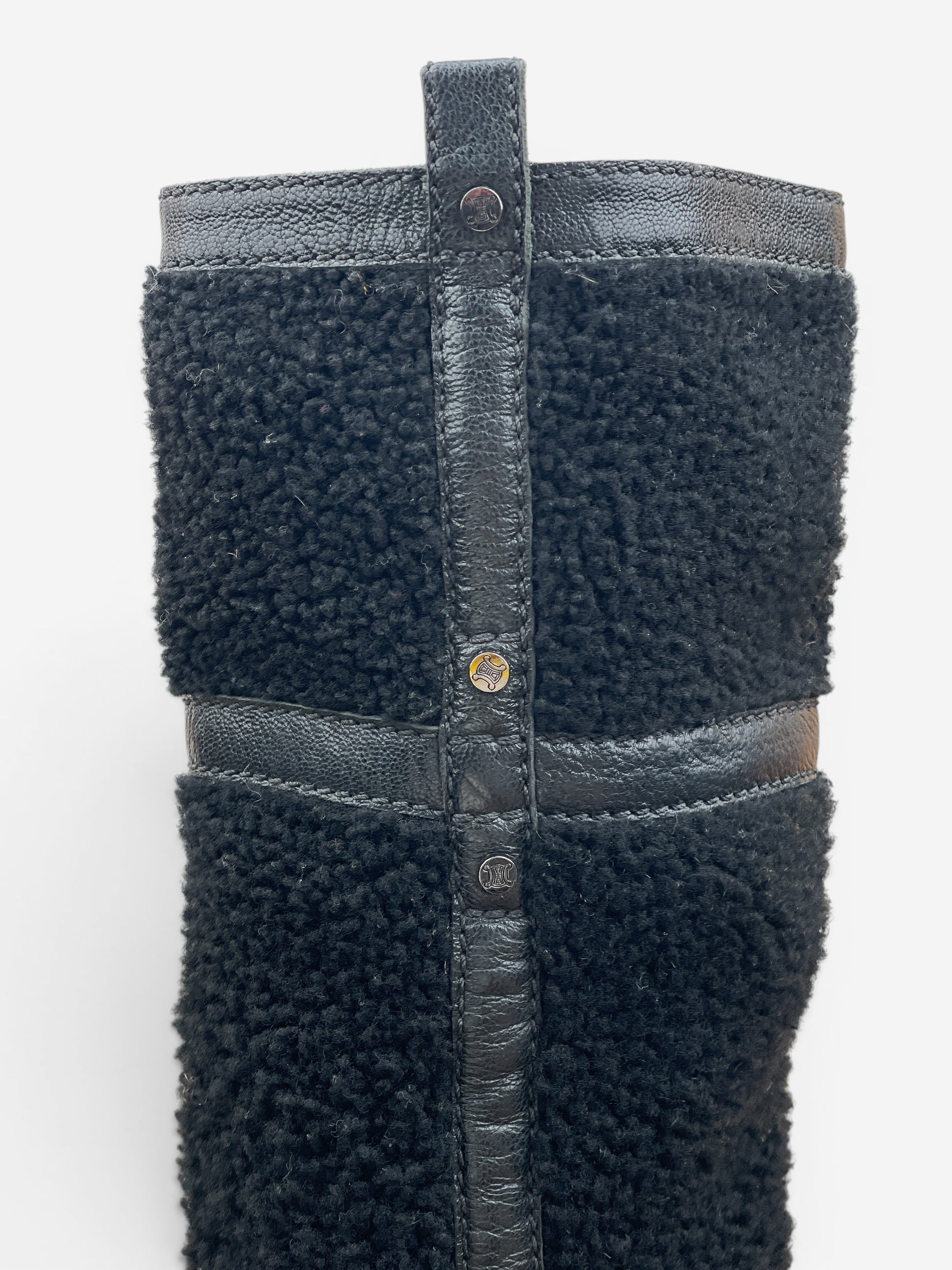 Celine Knee-High Shearling ‘Claude’ Biker Heel Boots – photo 9