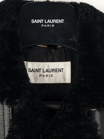 Saint Laurent AW20 Double-Breasted Shearling Leather Trench Coat