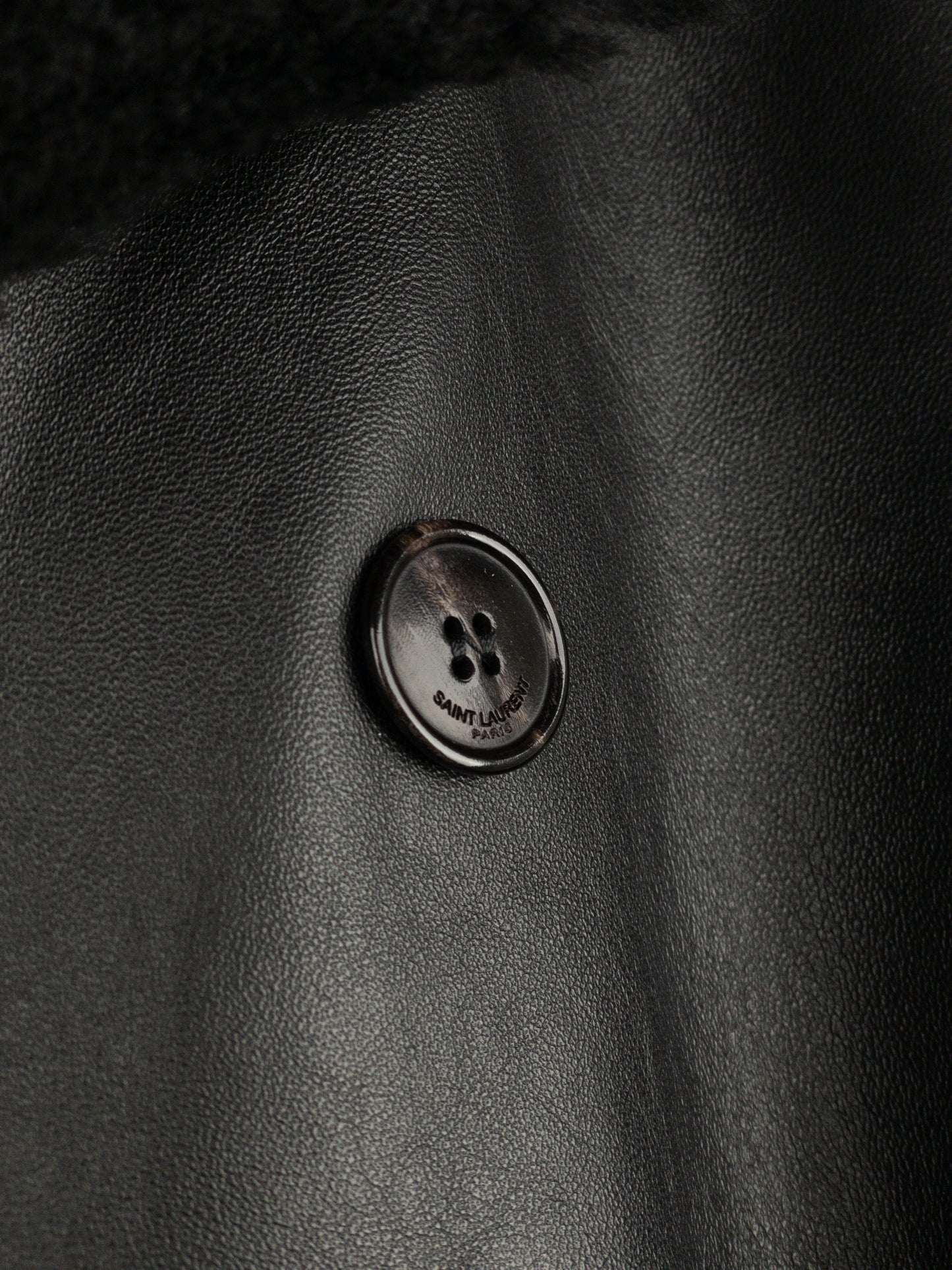 Saint Laurent AW20 Double-Breasted Shearling Leather Trench Coat