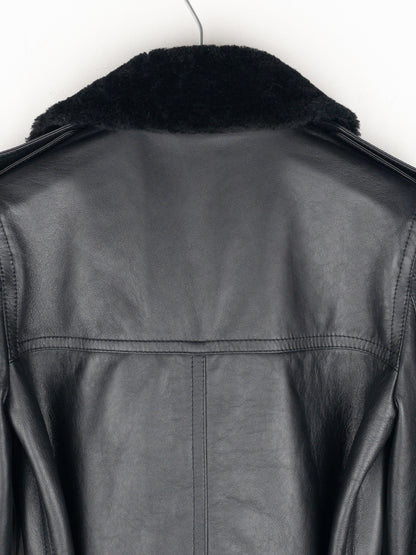 Saint Laurent AW20 Double-Breasted Shearling Leather Trench Coat