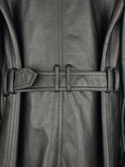 Saint Laurent AW20 Double-Breasted Shearling Leather Trench Coat