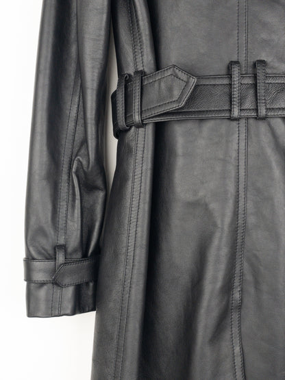 Saint Laurent AW20 Double-Breasted Shearling Leather Trench Coat