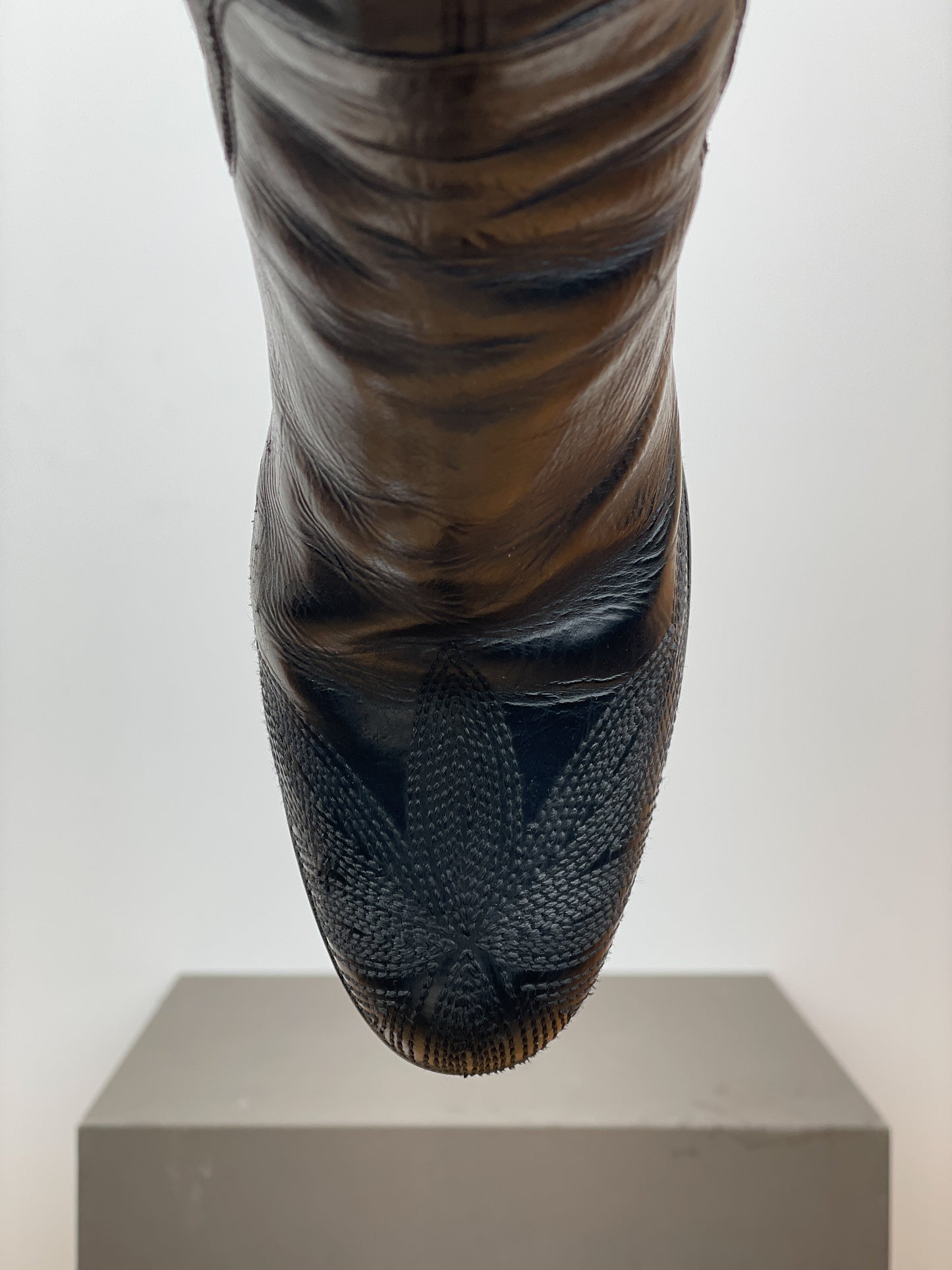 Prada AW06 Knee-High Embroidered Leather Heel Boots