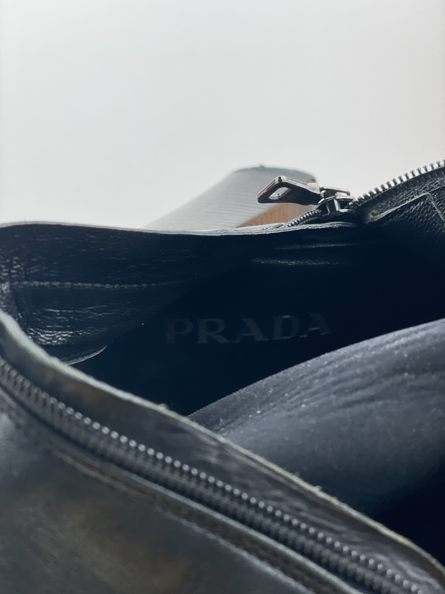 Prada AW06 Knee-High Embroidered Leather Heel Boots