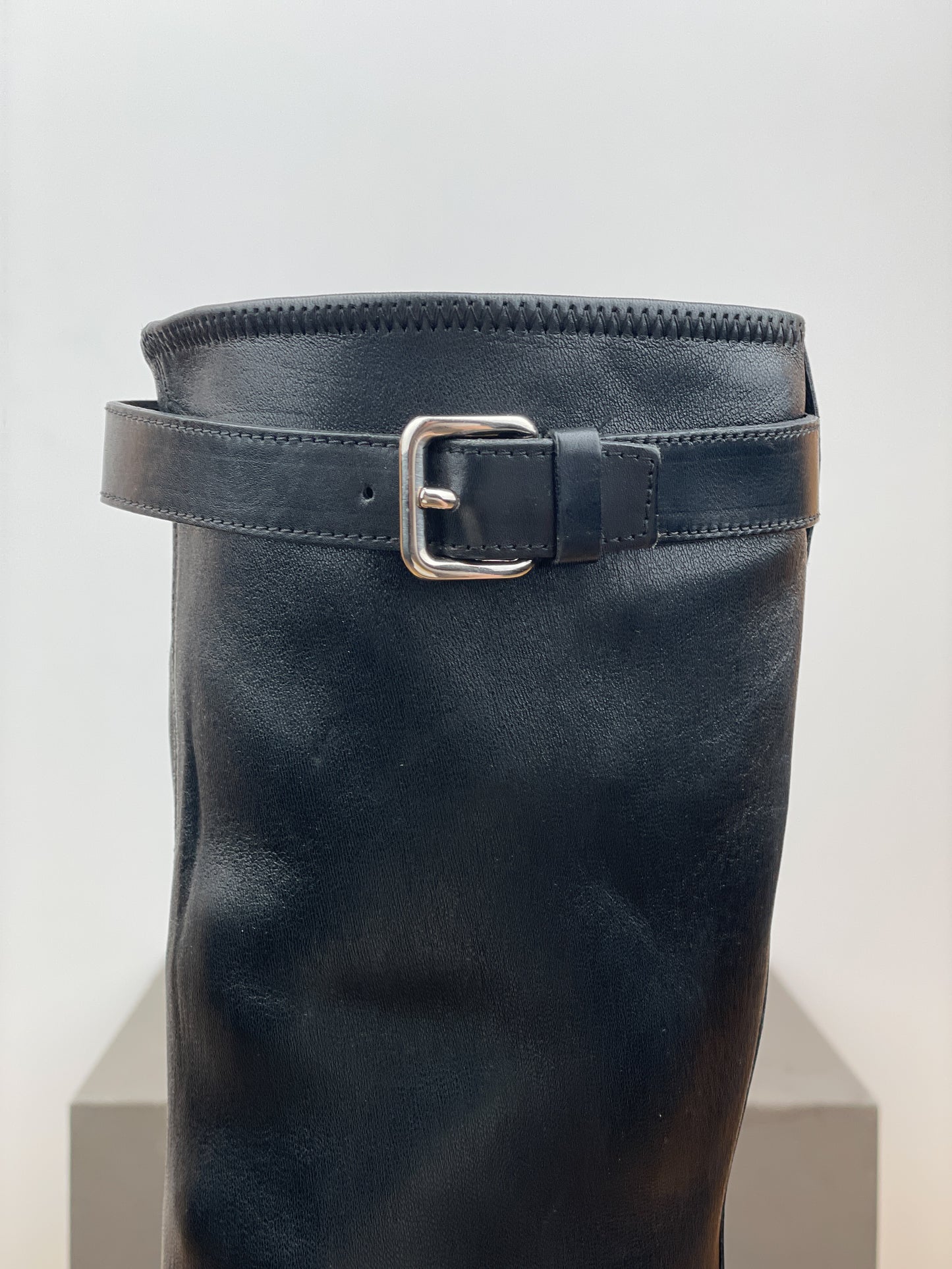 Prada 2000s Knee High Double-Buckle Riding Boots