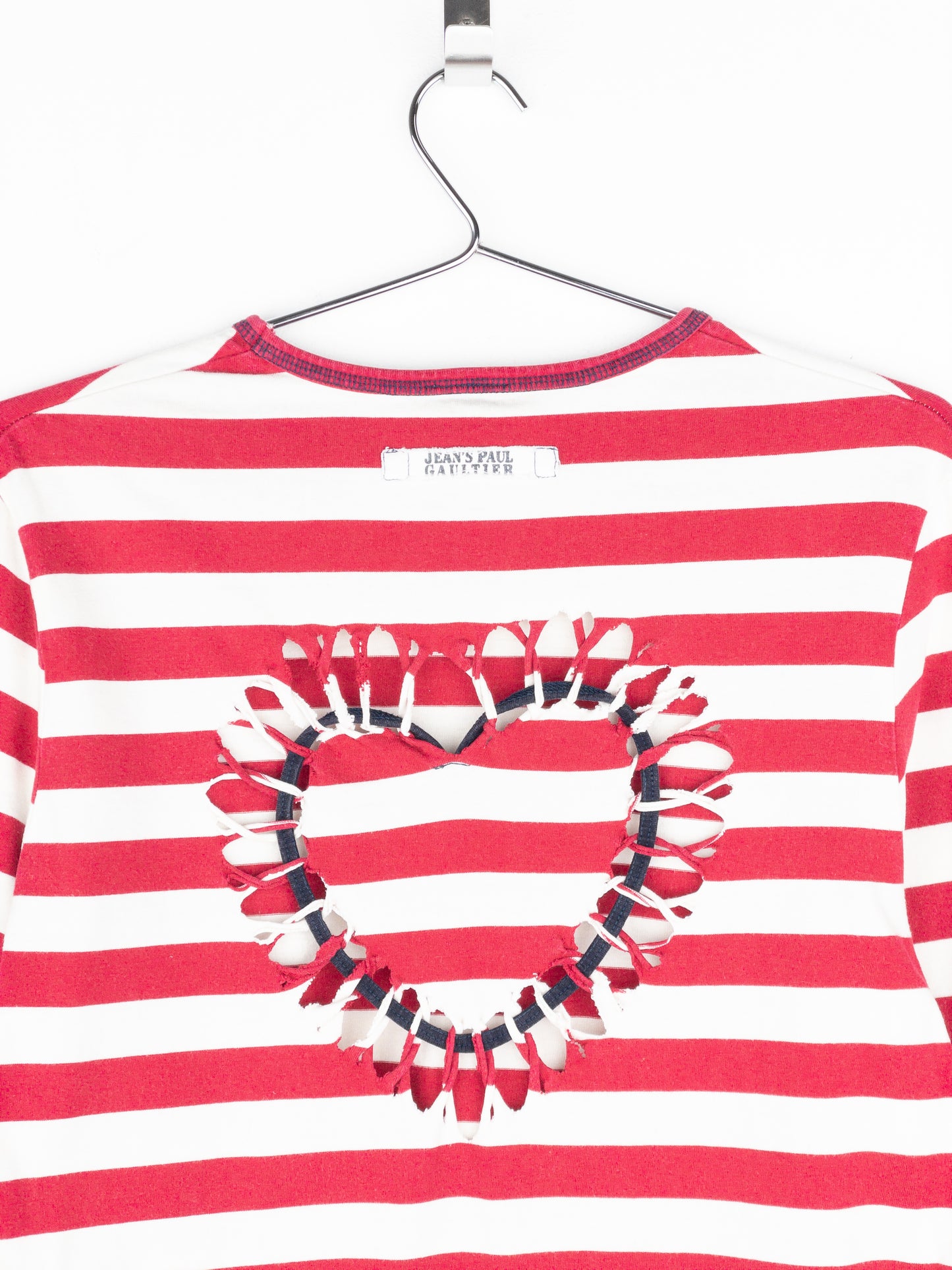 Jean Paul Gaultier 90s Sailor-Striped Heart Cutout Longsleeve Shirt