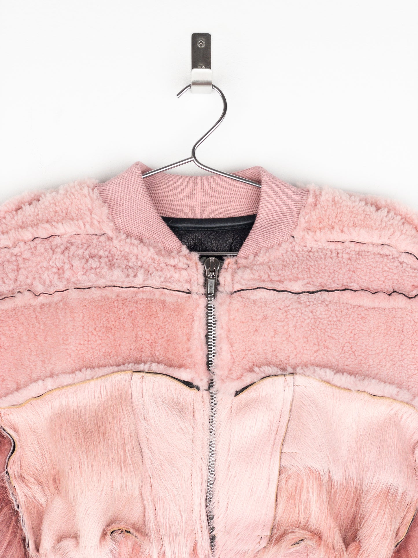 Rick Owens AW22 'Strobe' Cropped Collage Pony Hair Fur Bomber Jacket