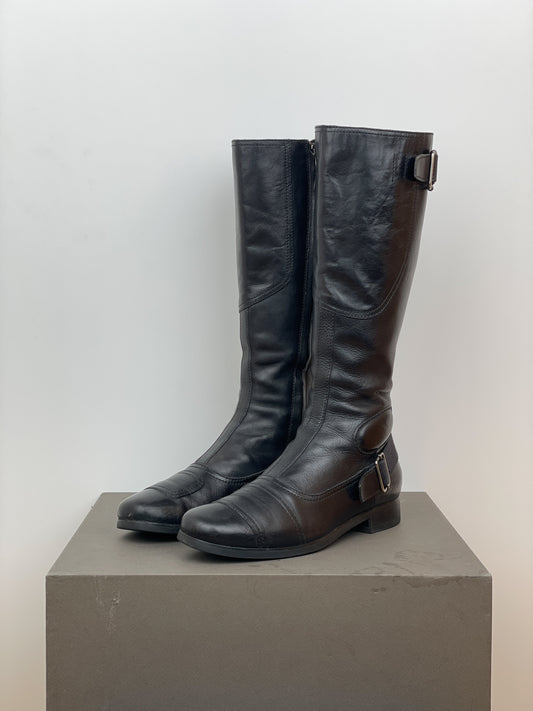 Miu Miu 2000s Knee-High Buckle Biker Boots