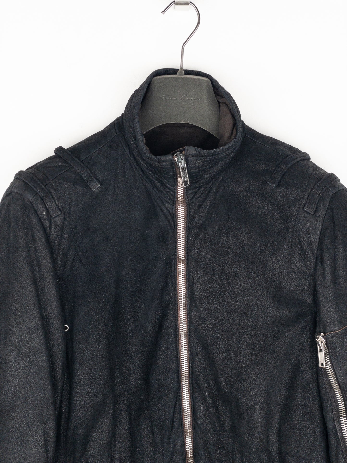 Rick Owens AW04 QUEEN Blistered Leather Police Bomber Jacket