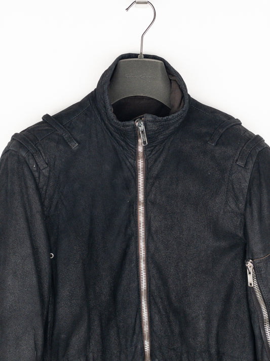 Rick Owens AW04 QUEEN Blistered Leather Police Bomber Jacket – photo 3