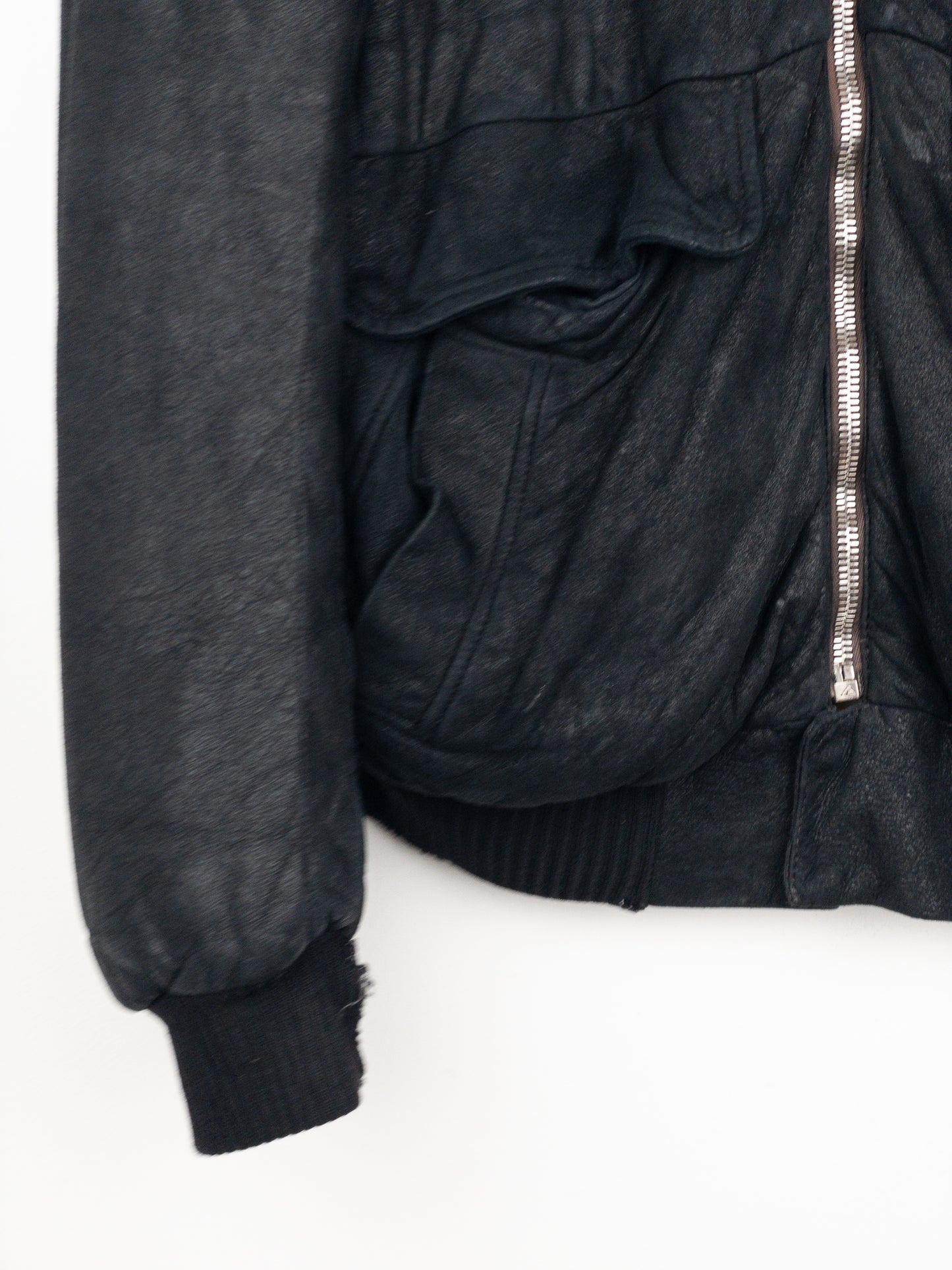 Rick Owens AW04 QUEEN Blistered Leather Police Bomber Jacket