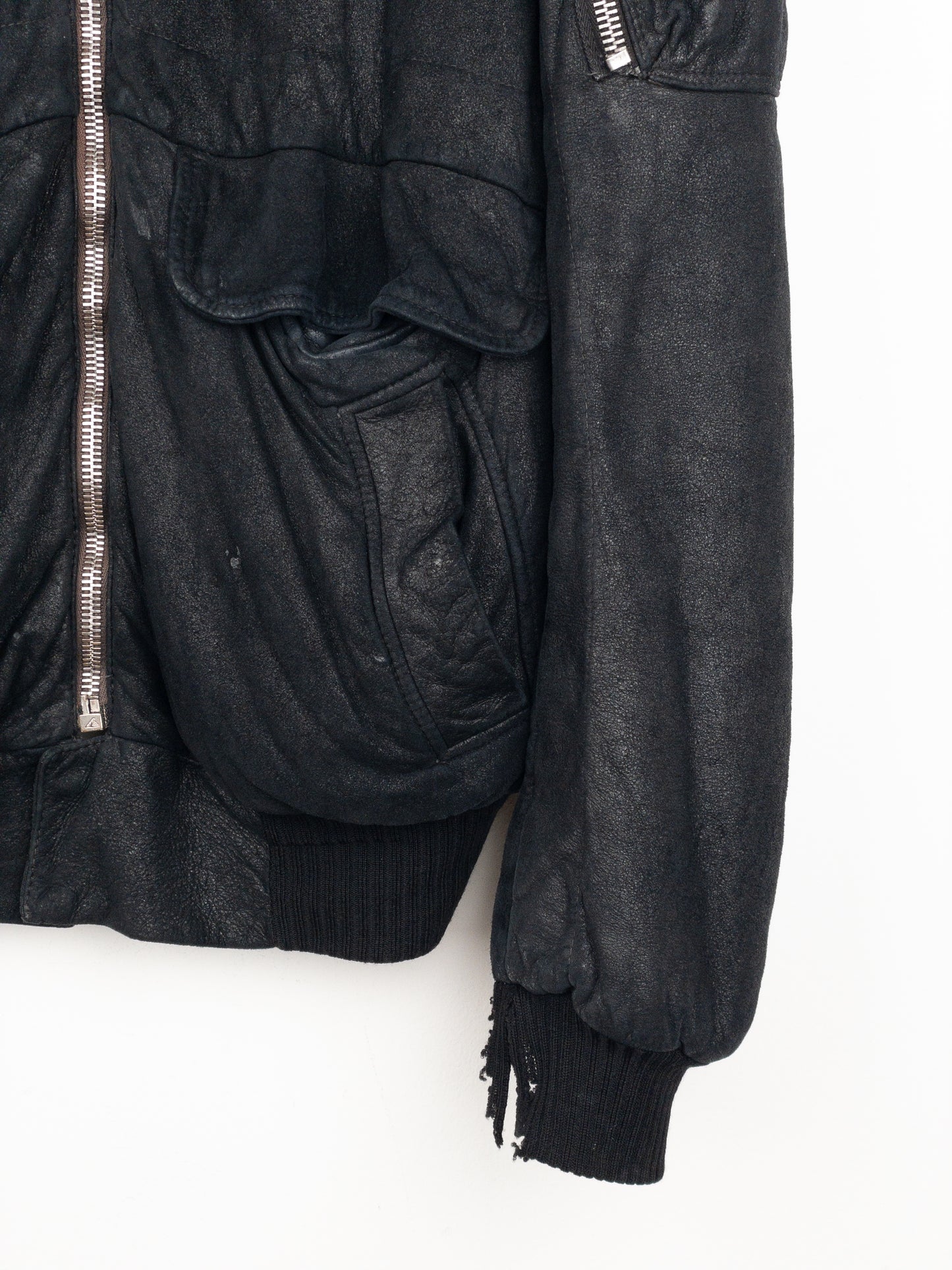 Rick Owens AW04 QUEEN Blistered Leather Police Bomber Jacket