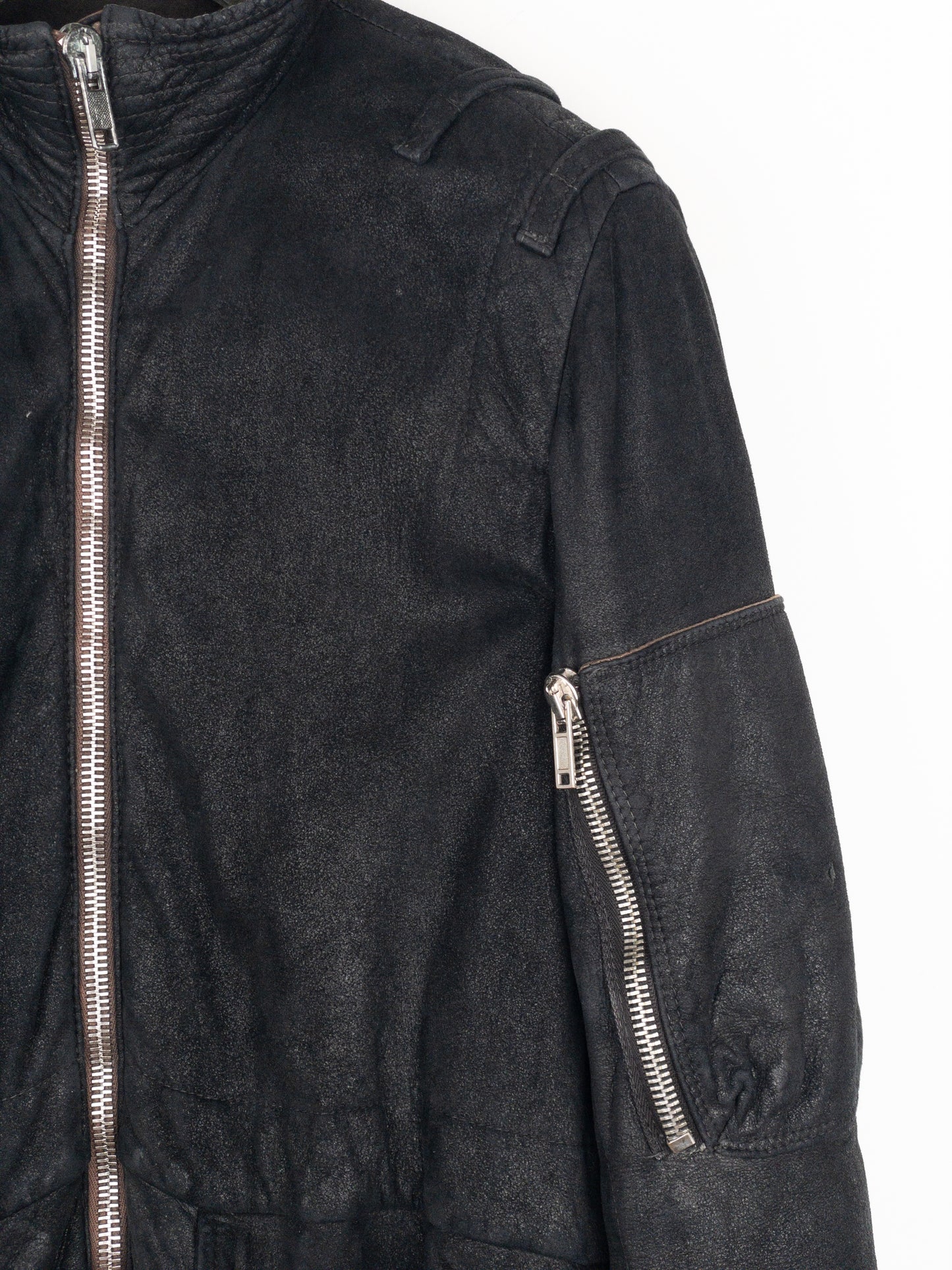 Rick Owens AW04 QUEEN Blistered Leather Police Bomber Jacket
