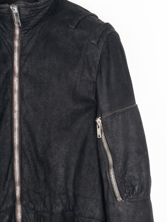 Rick Owens AW04 QUEEN Blistered Leather Police Bomber Jacket – photo 6