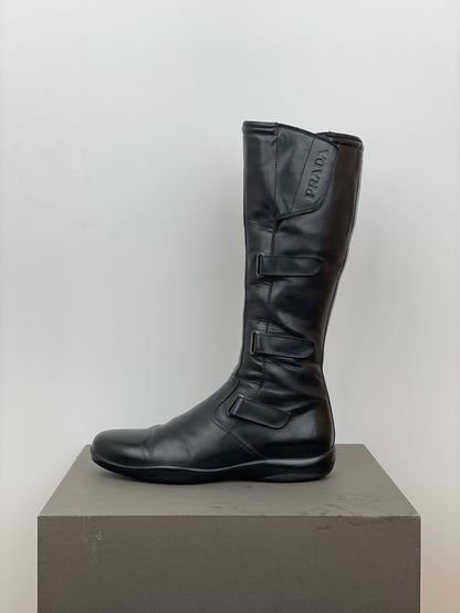 Prada AW99 Knee-High Linea Rossa Sports Biker Boots