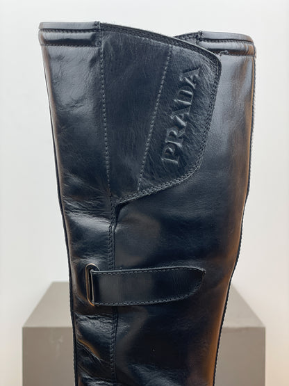 Prada AW99 Knee-High Linea Rossa Sports Biker Boots