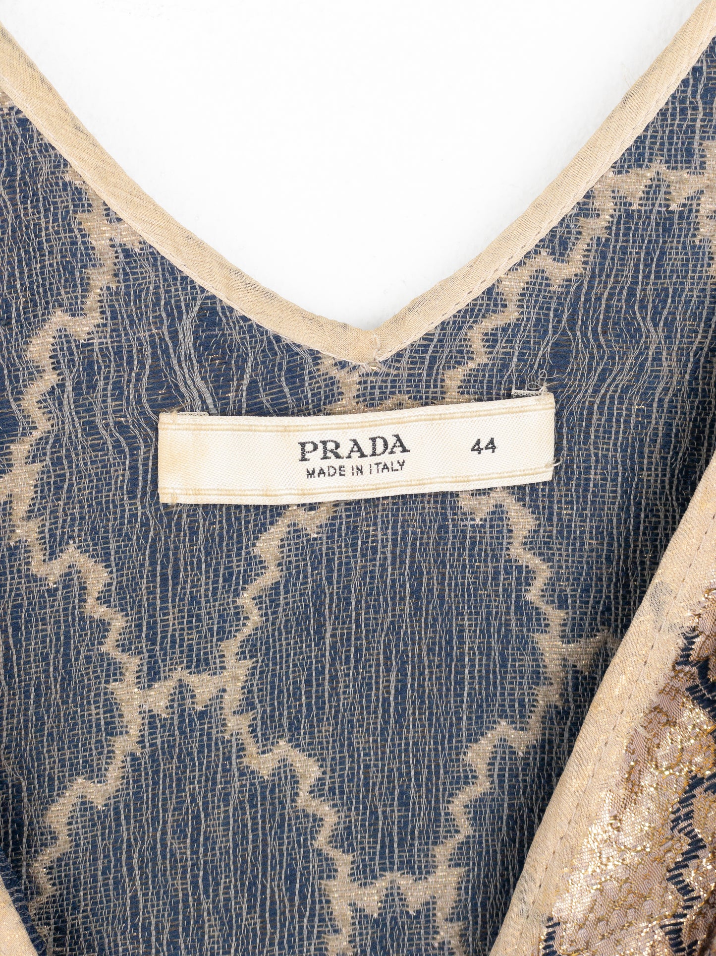 Prada SS02 Gold-Colored Silk Brocade Tank Top and Midi Skirt Set
