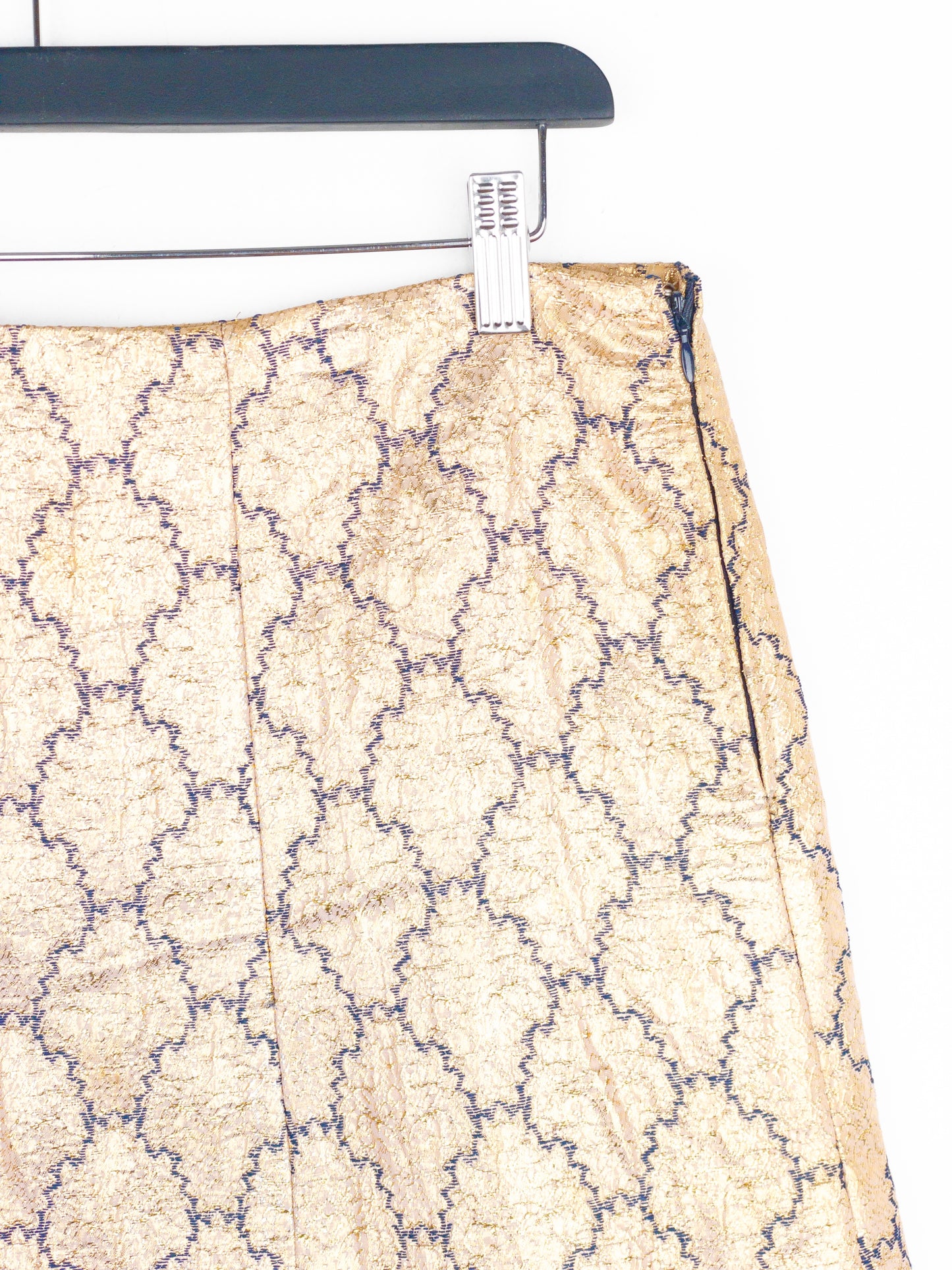 Prada SS02 Gold-Colored Silk Brocade Tank Top and Midi Skirt Set