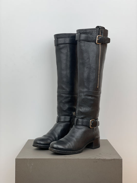 Miu Miu 2000s Buckle Biker Riding Boots