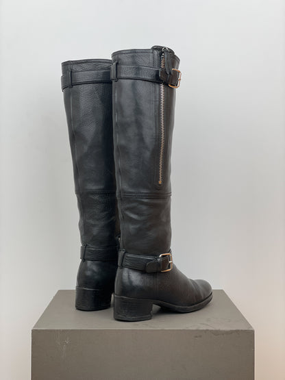 Miu Miu 2000s Buckle Biker Riding Boots