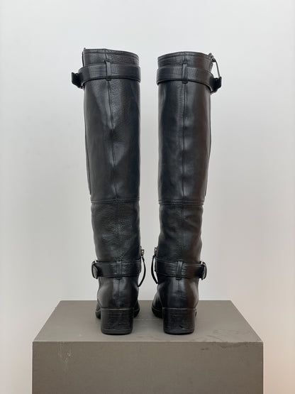 Miu Miu 2000s Buckle Biker Riding Boots