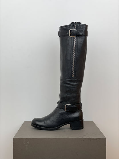 Miu Miu 2000s Buckle Biker Riding Boots