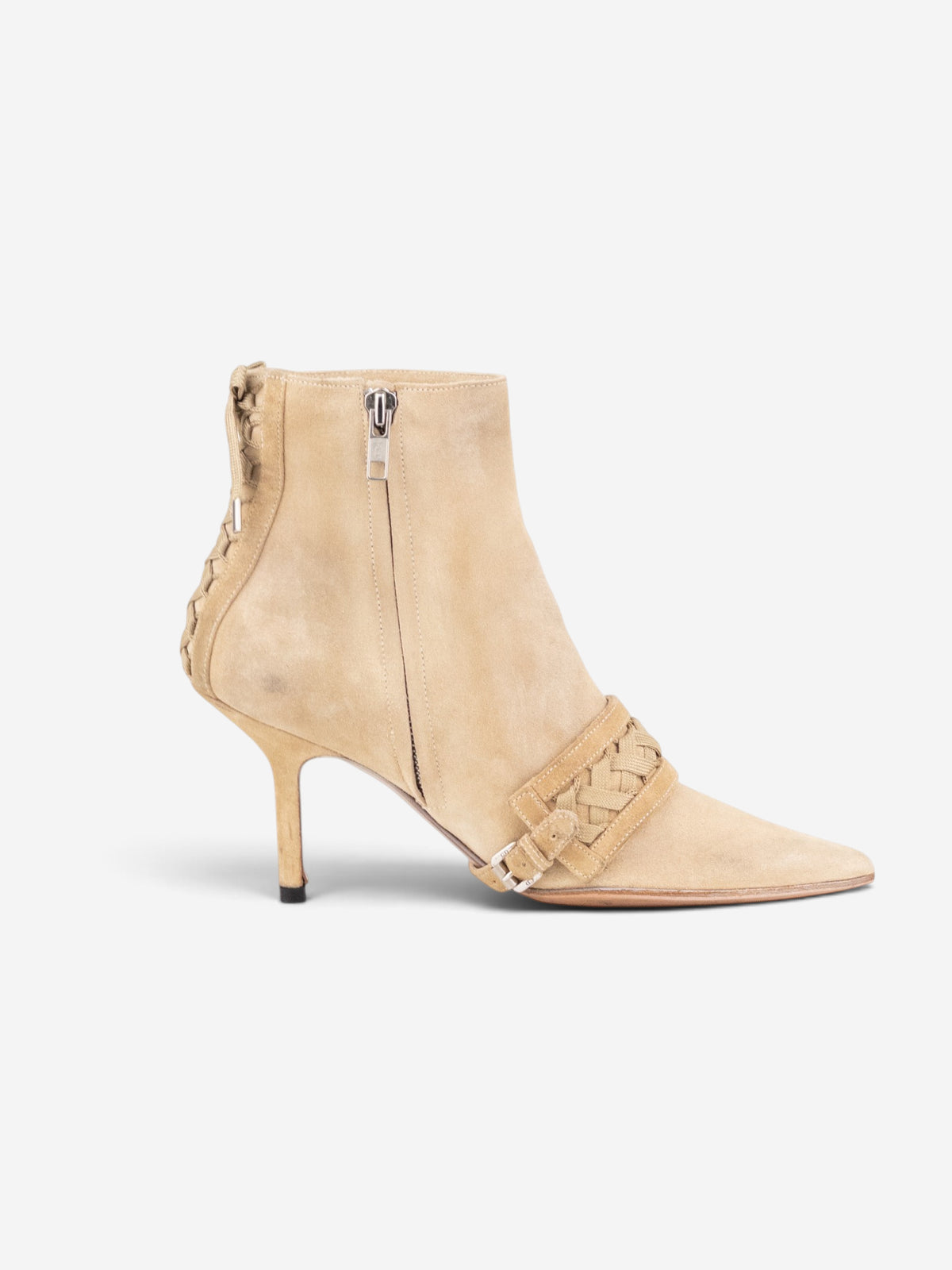 Dior by Galliano SS02 Suede Corset Kitten Heel Ankle Boots – side view