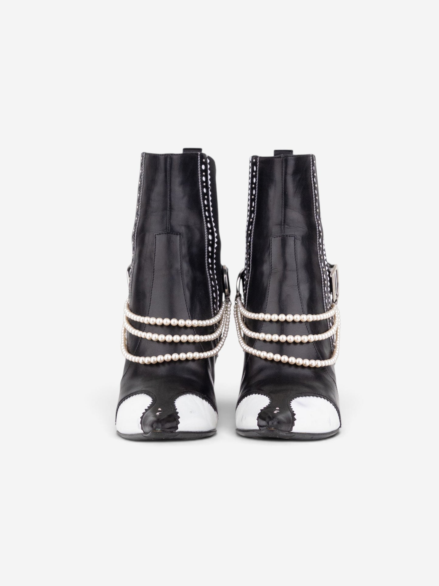 Dior by Galliano SS04 ‘D´Trick’ Pearl Band Chelsea Ankle Heel Boots – back view