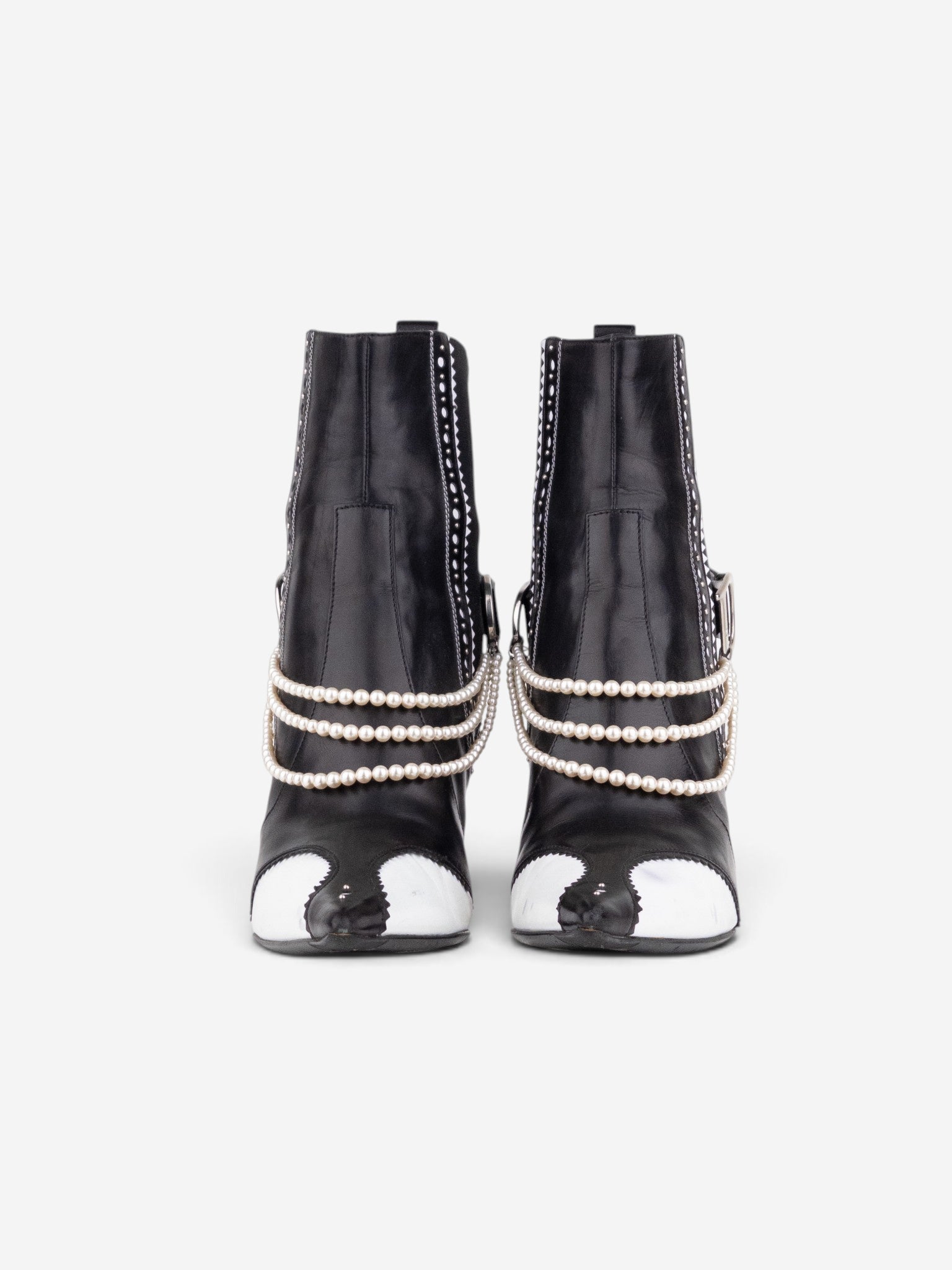 Dior by Galliano SS04 ‘D´Trick’ Pearl Band Chelsea Ankle Heel Boots – back view