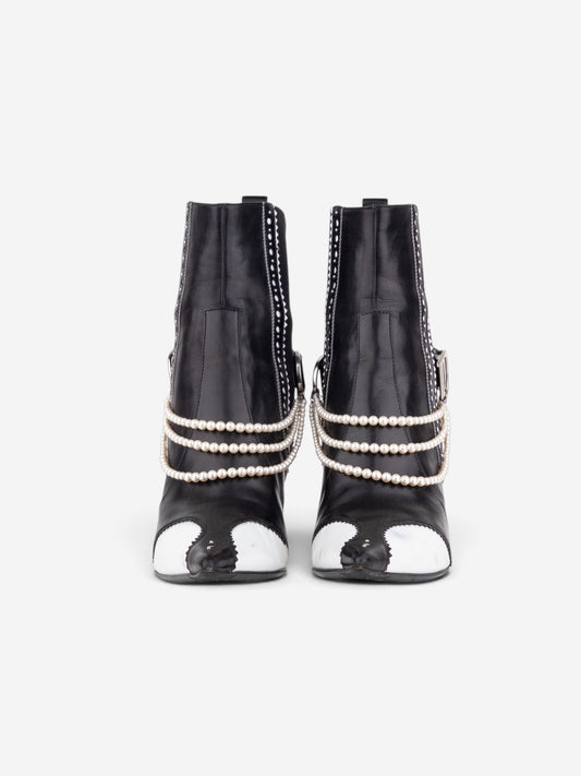 Dior by Galliano SS04 ‘D´Trick’ Pearl Band Chelsea Ankle Heel Boots – back view