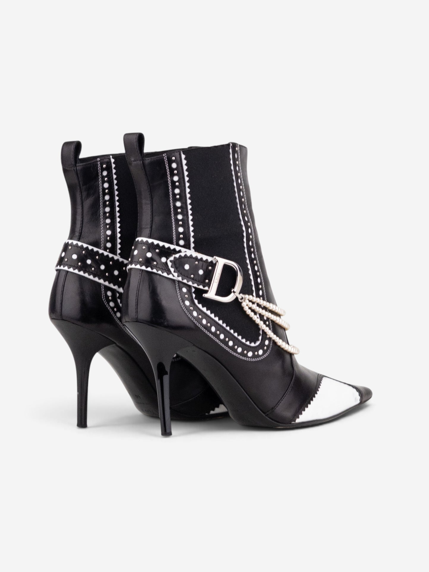 Dior by Galliano SS04 ‘D´Trick’ Pearl Band Chelsea Ankle Heel Boots – side view