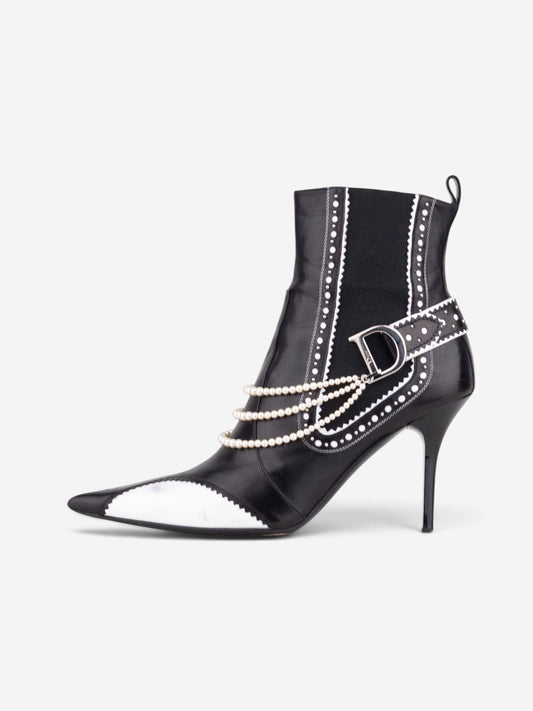 Dior by Galliano SS04 ‘D´Trick’ Pearl Band Chelsea Ankle Heel Boots – side view