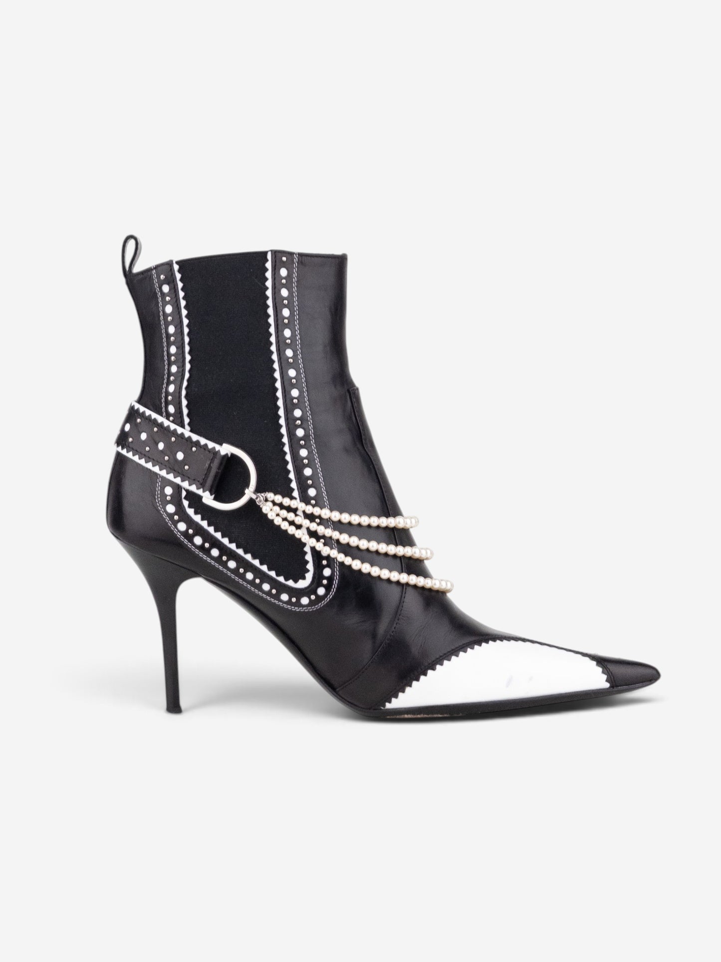 Dior by Galliano SS04 ‘D´Trick’ Pearl Band Chelsea Ankle Heel Boots – side view