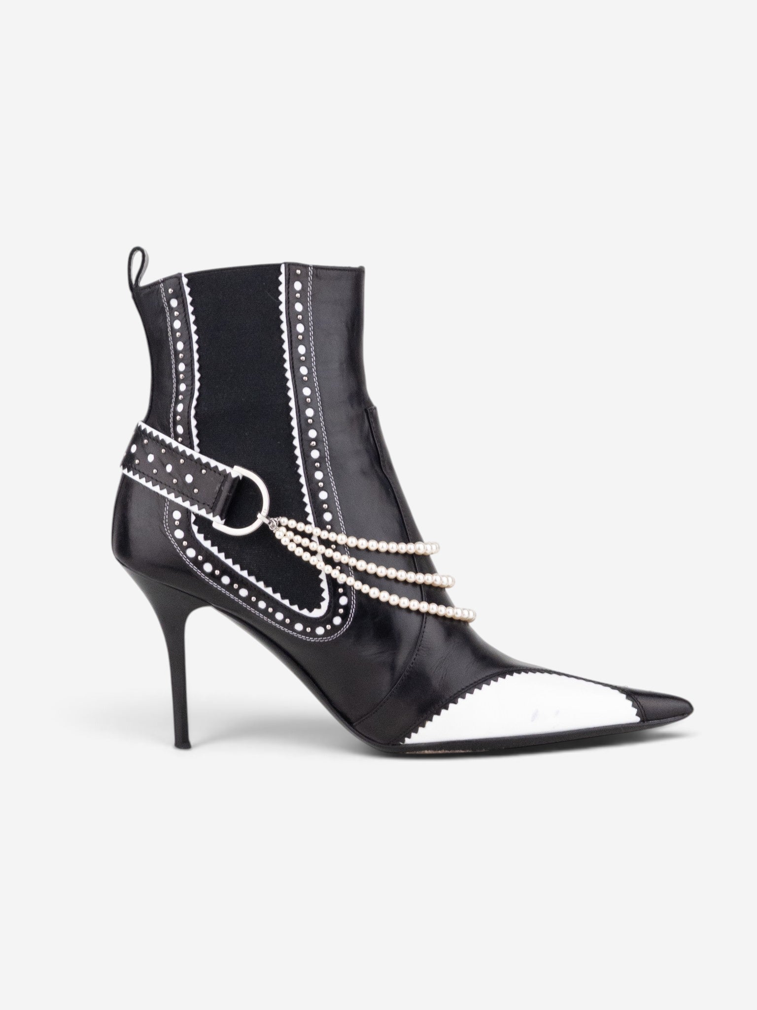 Dior by Galliano SS04 ‘D´Trick’ Pearl Band Chelsea Ankle Heel Boots – side view