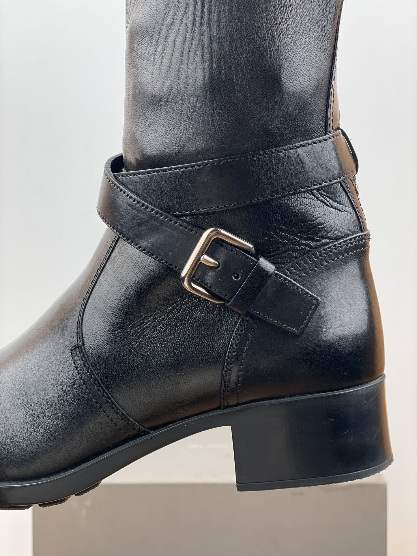 Prada 2000s Knee High Double-Buckle Riding Boots