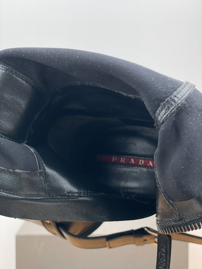 Prada 2000s Knee High Double-Buckle Riding Boots