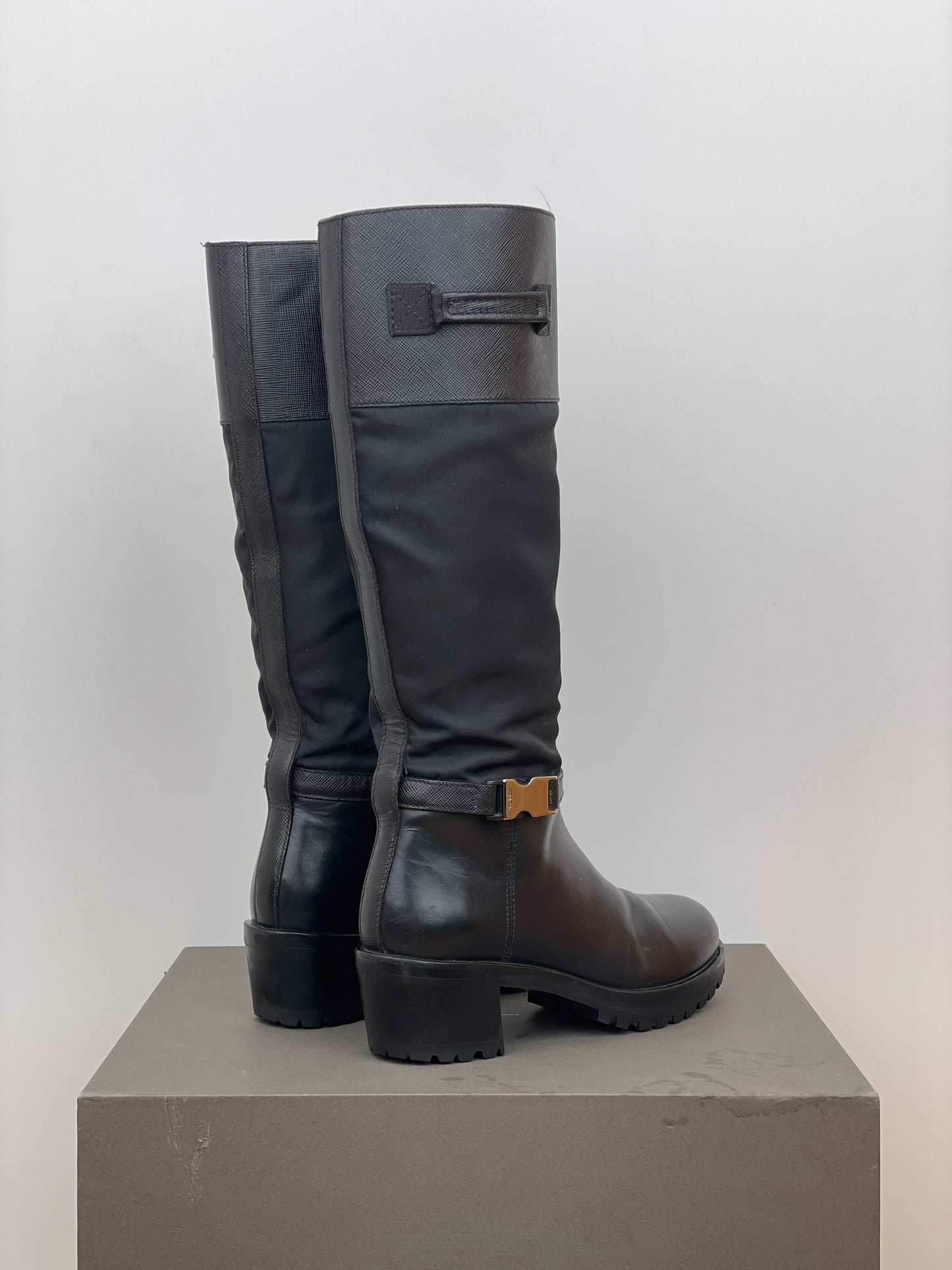 Prada 2000s Hybrid Buckle Biker Boots