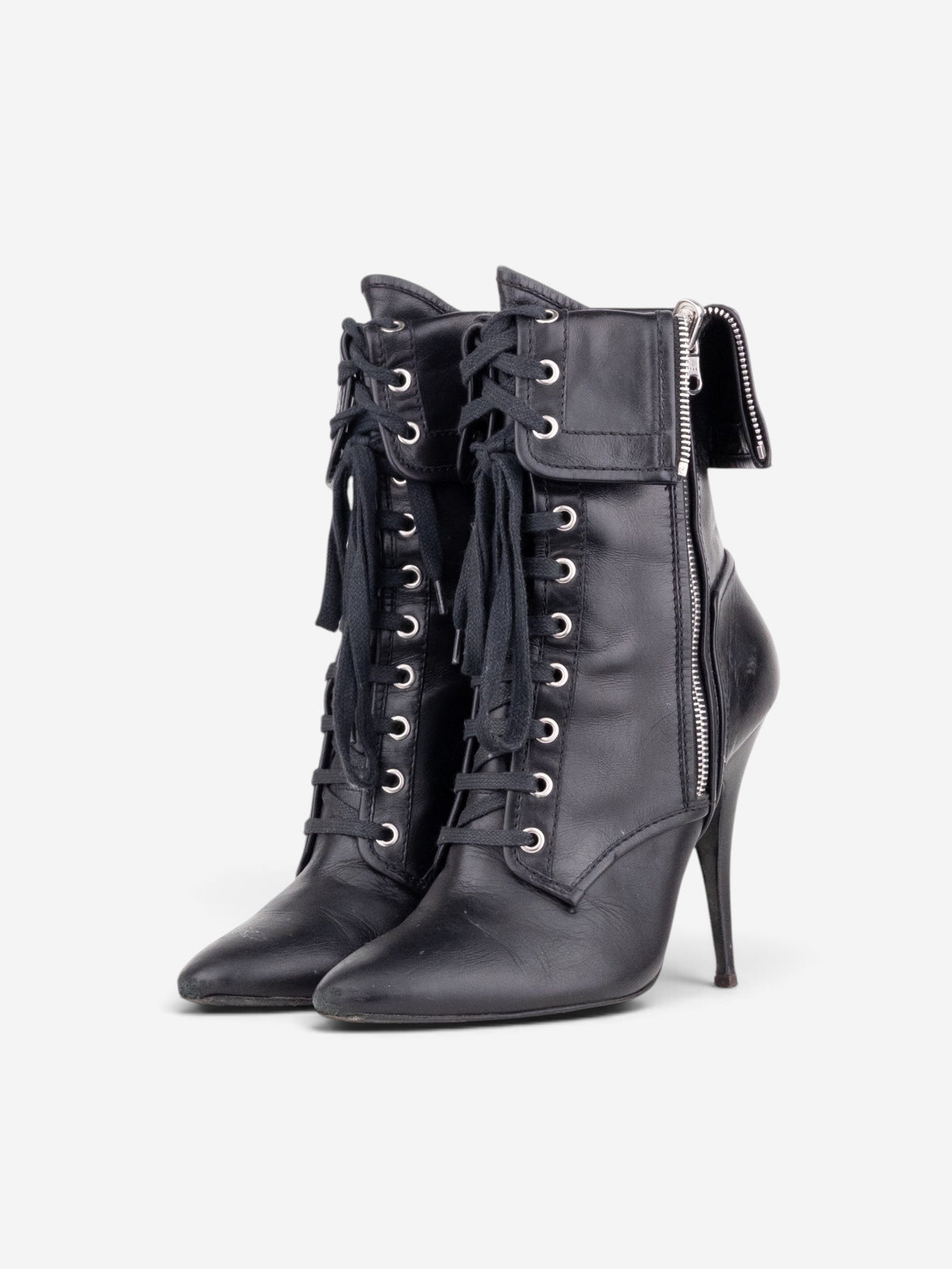 Balmain by Decarnin x Giuseppe Zanotti 2010s Zipper Ankle Heel Boots – front view